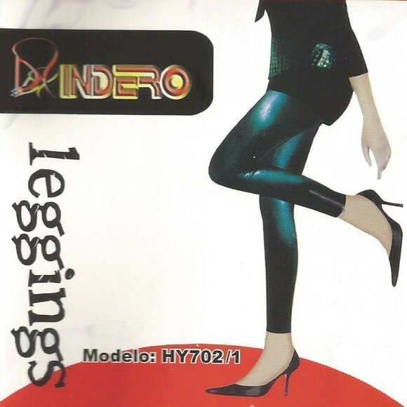 INDERO Black Shinny Faux Leather Ankle Zipper Leggings - HY702 - Size S - M - Picture 2 of 3